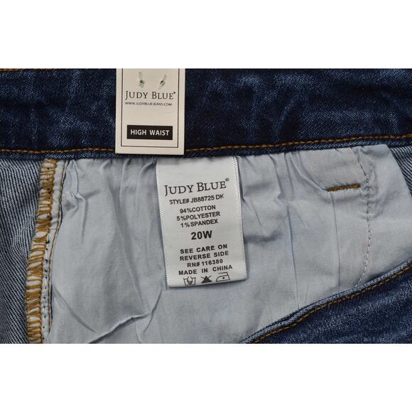 NEW Judy Blue High Waist Wide Leg Denim Cargo Jeans Blue Plus Size 20W Stretch - Picture 2 of 8